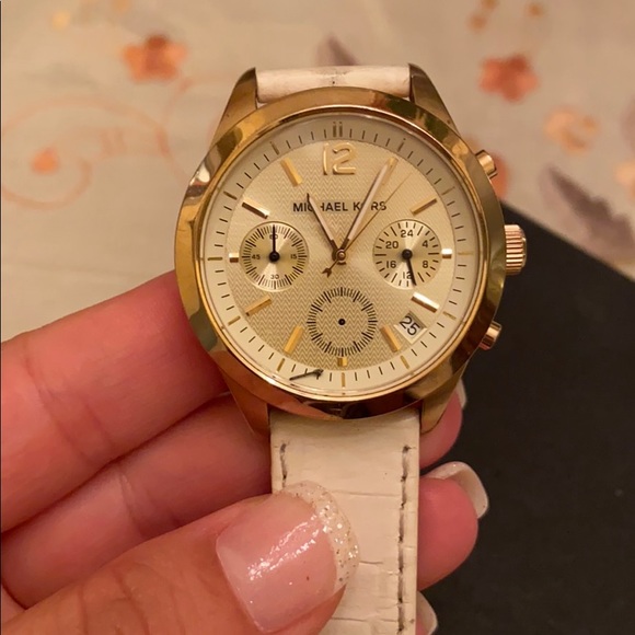 MICHAEL KORS gold/white watch main image 5